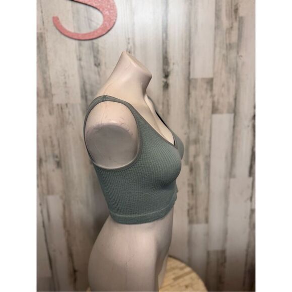 Forever 21 Sage Green Ribbed Crop Tank Top Size S - Picture 8 of 8
